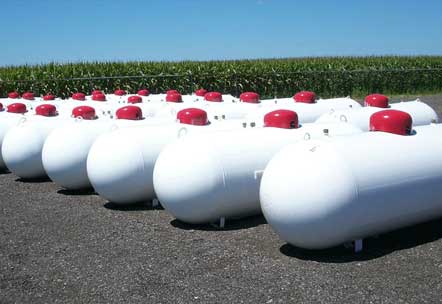 Propane tanks waiting to be installed by Yoder Oil in Eureka IL