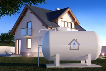 computer drawing of propane tank outside a home